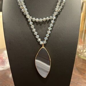Artisan Agate & Faceted Glass Bead Necklace